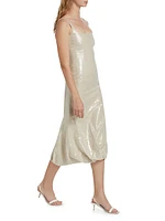 Sidd Gathered-Hem Sequined Midi-Dress