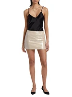 Quattro Linen-Blend Sequined Miniskirt