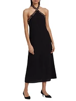 Vette Beaded Halter Midi-Dress