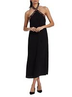 Vette Beaded Halter Midi-Dress