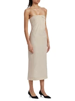 Evora Linen-Blend Strapless Midi-Dress