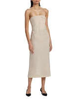 Evora Linen-Blend Strapless Midi-Dress