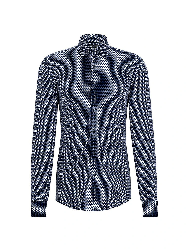 Slim-Fit Shirt Printed Performance-Stretch Material