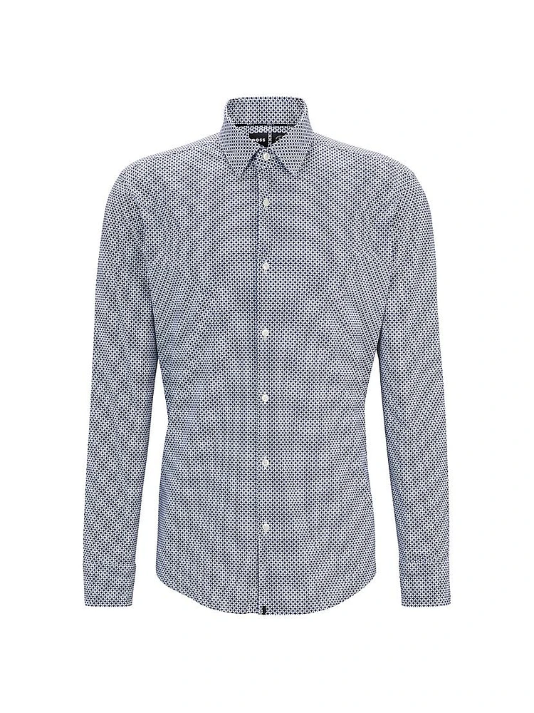 Regular-Fit Shirt Printed Performance-Stretch Fabric