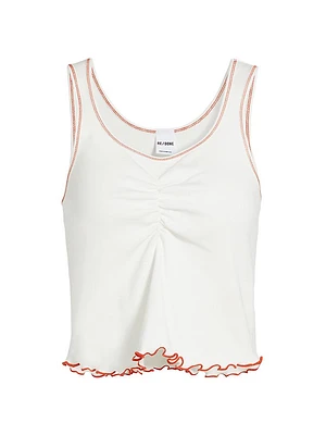 Sporty Contrast Baby Rib-Knit Crop Tank