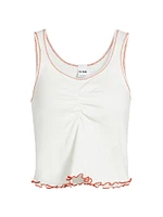 Sporty Contrast Baby Rib-Knit Crop Tank