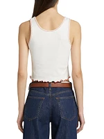 Sporty Contrast Baby Rib-Knit Crop Tank