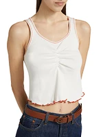 Sporty Contrast Baby Rib-Knit Crop Tank