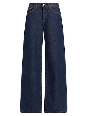 Mid-Rise Wide-Leg Palazzo Jeans