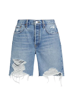 Distressed Denim Bermuda Shorts