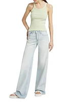 Mid-Rise Stretch Wide-Leg Jeans