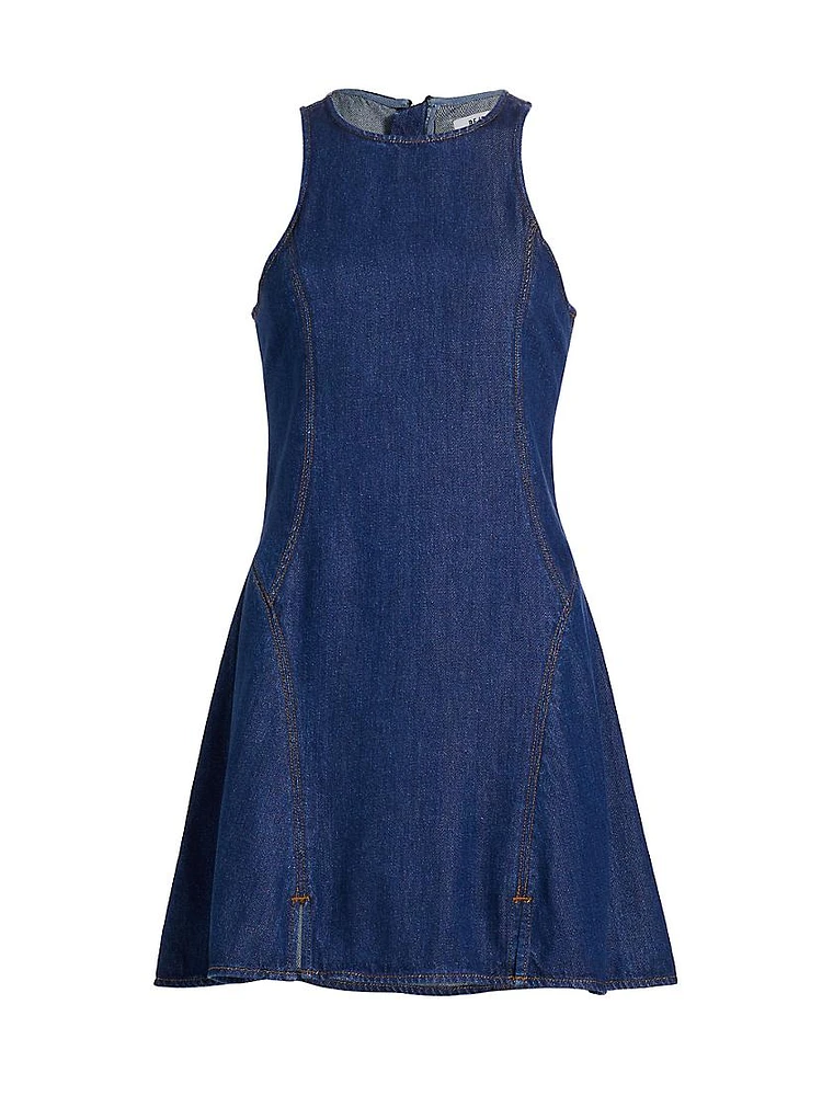 Denim Split-Front Racerback Minidress