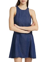 Denim Split-Front Racerback Minidress