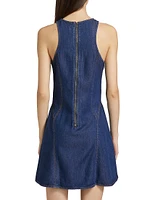 Denim Split-Front Racerback Minidress