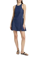 Denim Split-Front Racerback Minidress