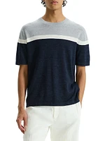 Striped Short Sleeve Crew Pacific Linen