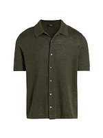 Short-Sleeve Button-Front Linen Shirt