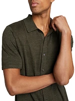 Short-Sleeve Button-Front Linen Shirt