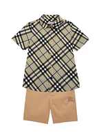 Little Boy's & Check Short-Sleeve Shirt