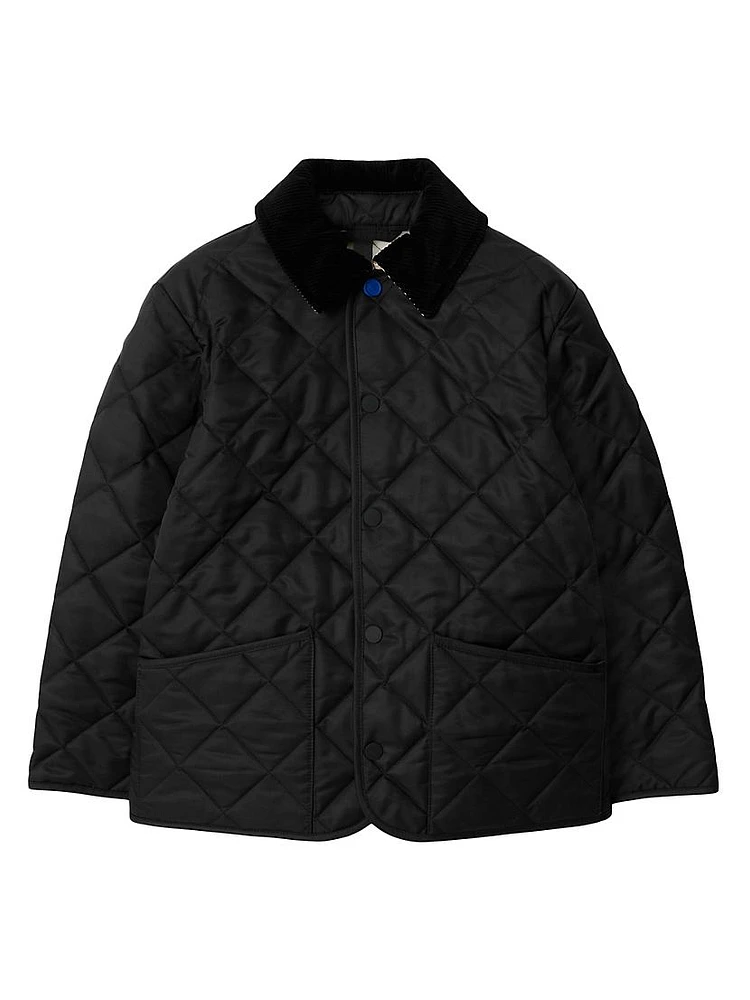 Little Boy's & Corduroy-Trimmed Quilted Jacket