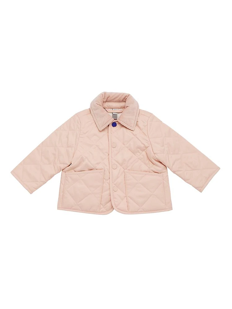 Baby Girl's & Little Corduroy-Trimmed Quilted Jacket