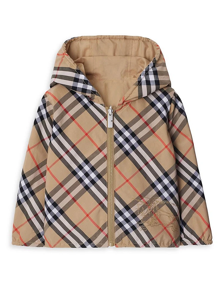 Baby's & Little Kid's Check Reversible Zip Hooded Jacket