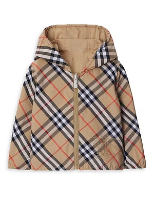 Baby's & Little Kid's Check Reversible Zip Hooded Jacket