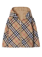 Baby's & Little Kid's Check Reversible Zip Hooded Jacket