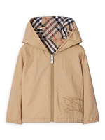 Baby's & Little Kid's Check Reversible Zip Hooded Jacket