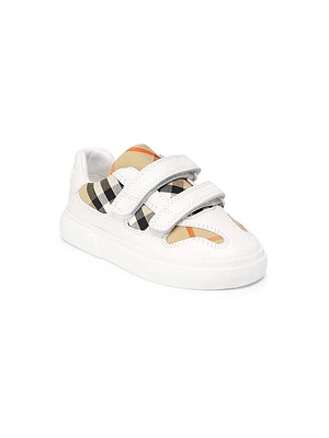 Baby's Noah Check Cotton & Leather Sneakers