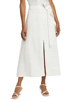 Hudson Linen-Blend Midi-Skirt