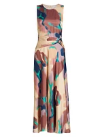 Christine Twisted-Waist Ink Wash Dress