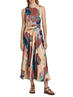 Christine Twisted-Waist Ink Wash Dress