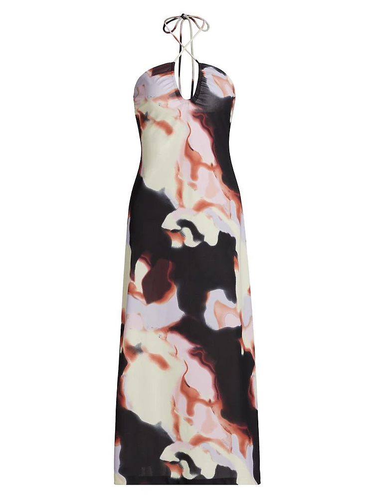 Kasia Inkwash Halter Midi-Dress