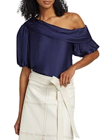 Georgia Satin One-Shoulder Top