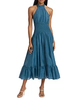 Dover Cotton-Silk Halter Midi-Dress