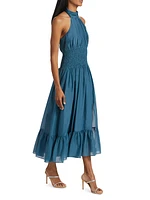 Dover Cotton-Silk Halter Midi-Dress