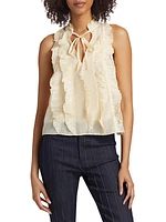 Dallin Ruffled Cotton-Silk Top