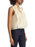 Dallin Ruffled Cotton-Silk Top