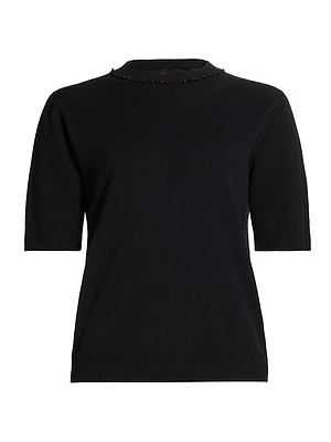 Wool-Blend Short-Sleeve Sweater