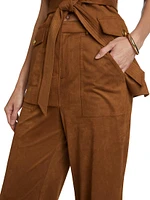 Edwina Faux-Suede Wide-Leg Pants