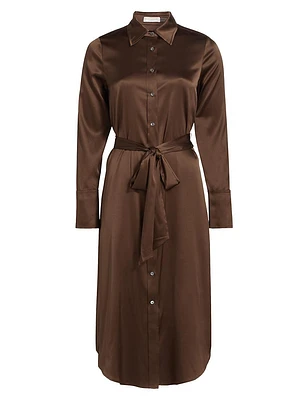 Victoria Stretch Silk Tie-Waist Shirtdress