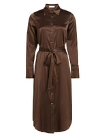 Victoria Stretch Silk Tie-Waist Shirtdress