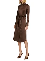 Victoria Stretch Silk Tie-Waist Shirtdress