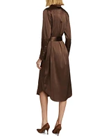 Victoria Stretch Silk Tie-Waist Shirtdress