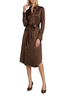 Victoria Stretch Silk Tie-Waist Shirtdress