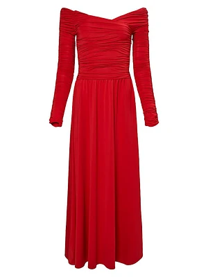 Charlotte Off-The-Shoulder Ruched Maxi Dress