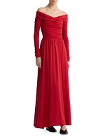 Charlotte Off-The-Shoulder Ruched Maxi Dress