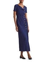 Rosa Side-Button Belted Maxi Dress