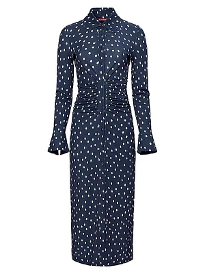 Claudia Polka-Dot Ruched Shirtdress